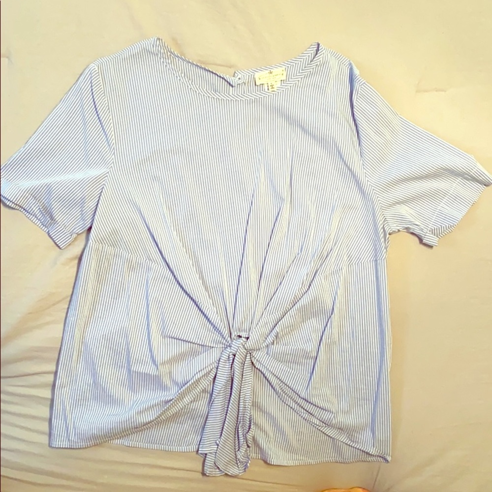 Grande & Greene Tie Striped Blouse